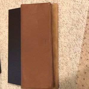 Leather-suede Elie Tahari embossed clutch purse